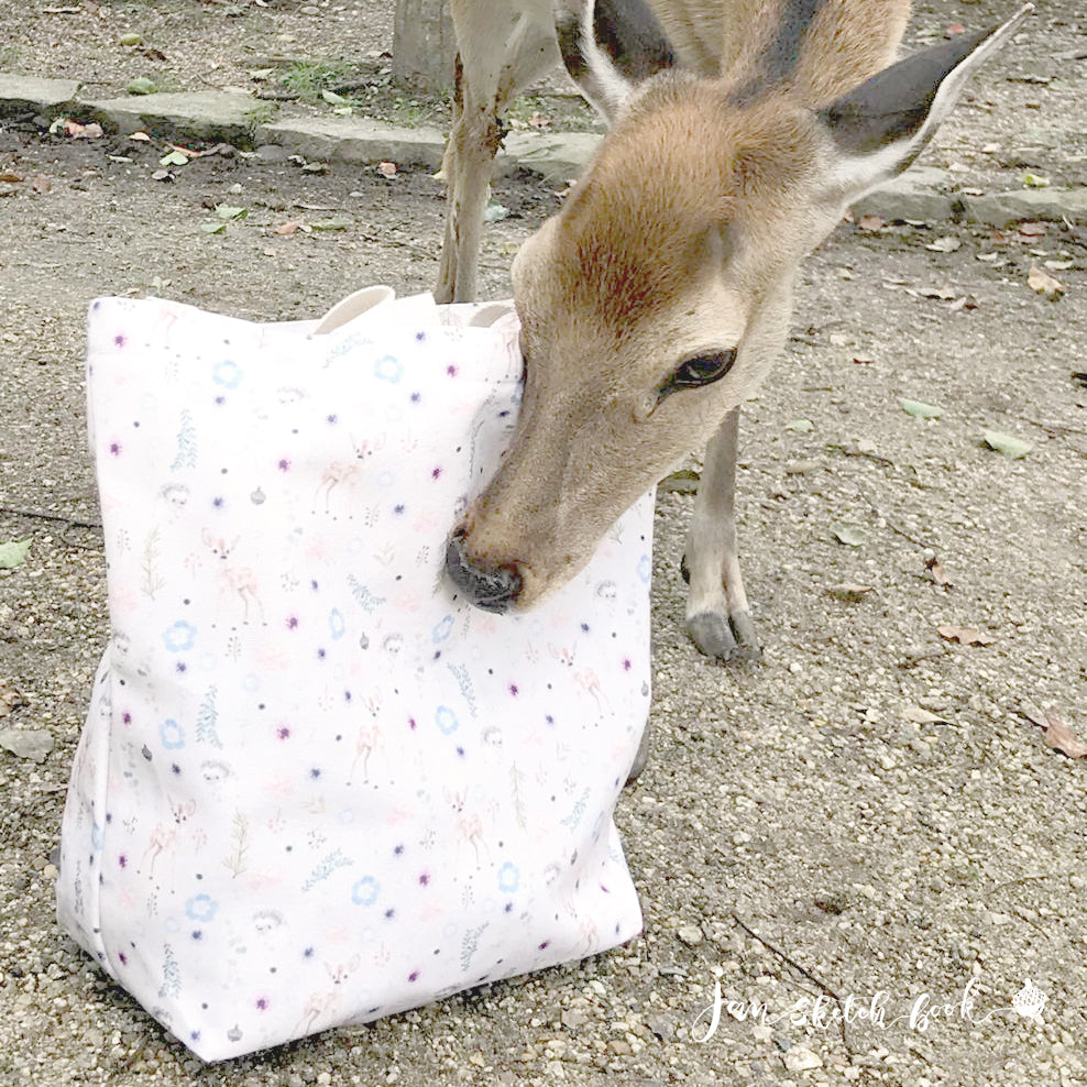 Deer and Hedgehog Tote Bag